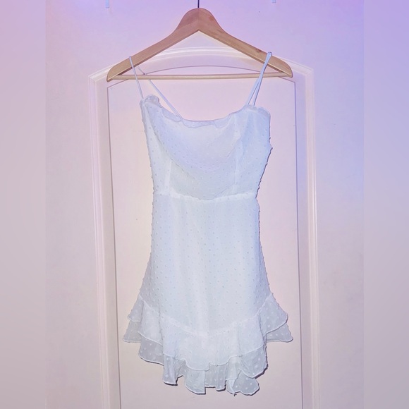 Lucy In The Sky White Dot Ruffled Mini Dress - Picture 5 of 8